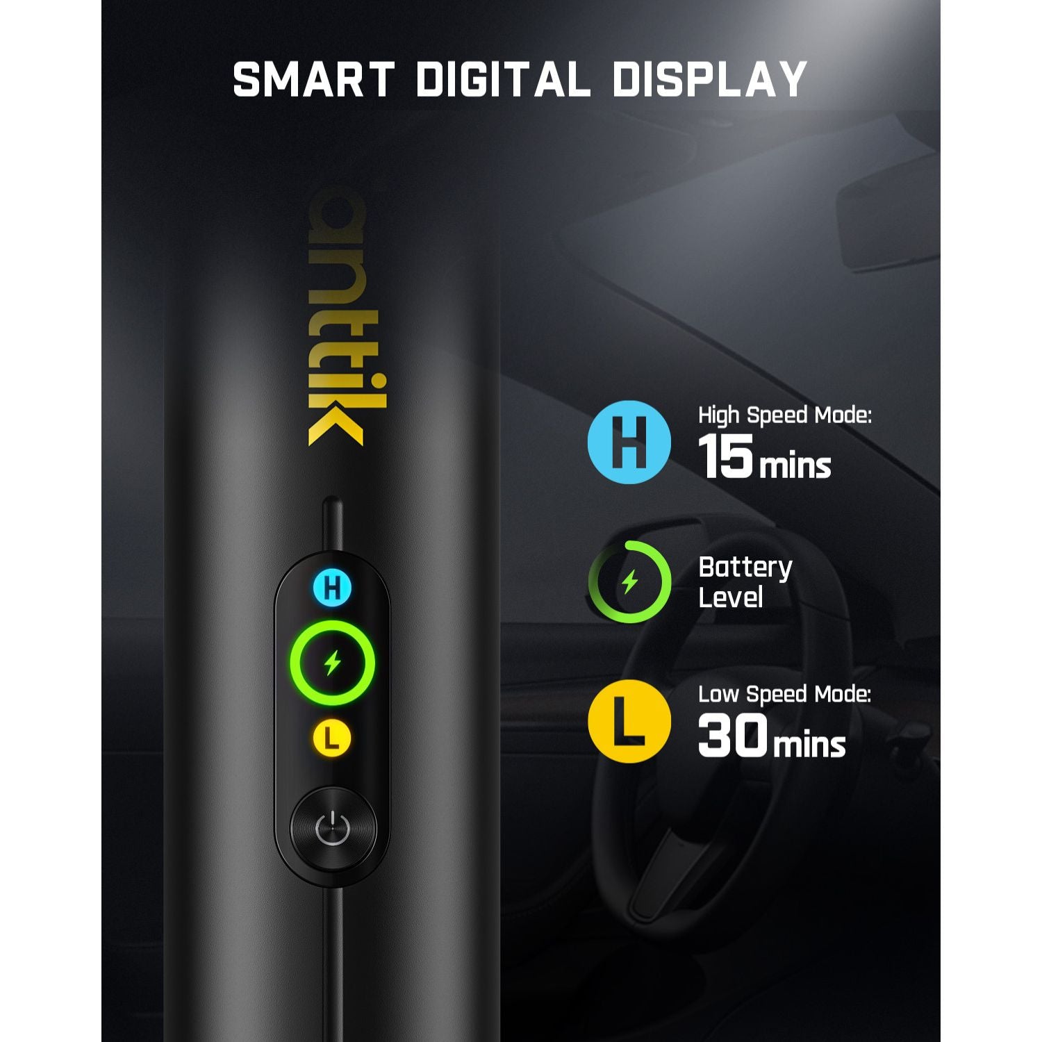 Fanttik Slim V10 APEX Cordless Car Vacuum - Black