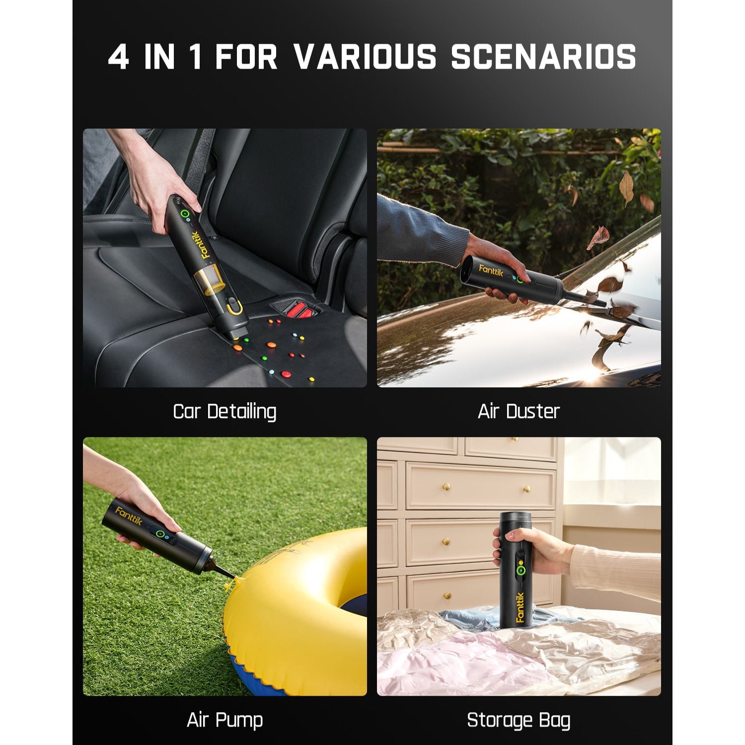 Fanttik Slim V10 APEX Cordless Car Vacuum - Black