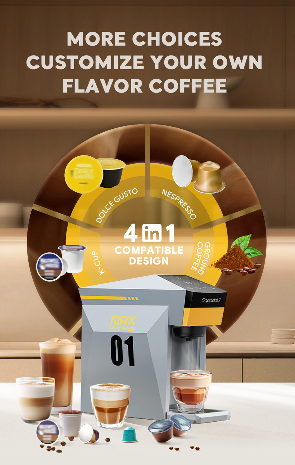 iCafilas Capadeli MAX 4-in-1 Multiple Coffee Maker - Grey