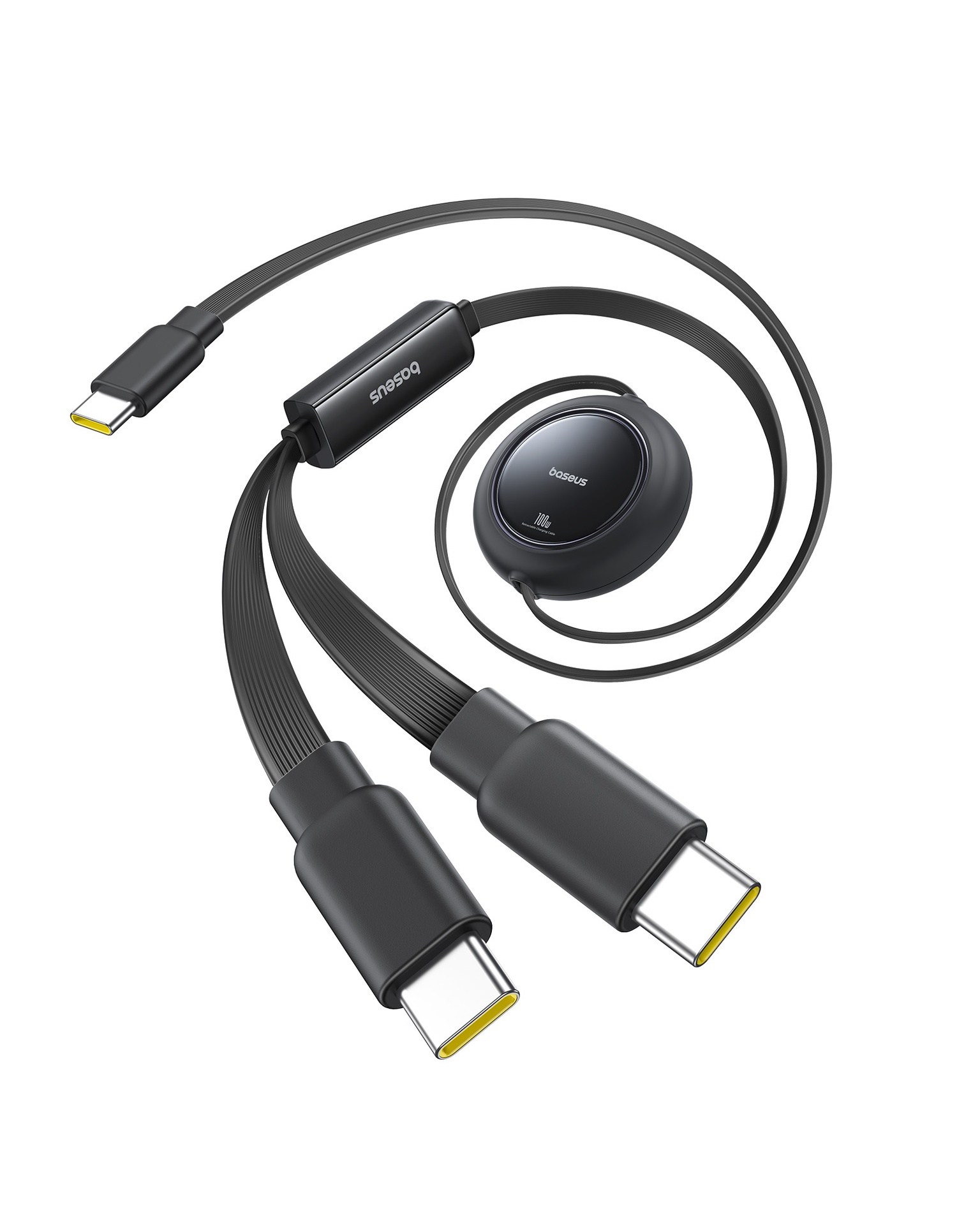 Baseus Free2Pull Mini Retractable Cable USB-C to C+C 100W 1.2m -  Black