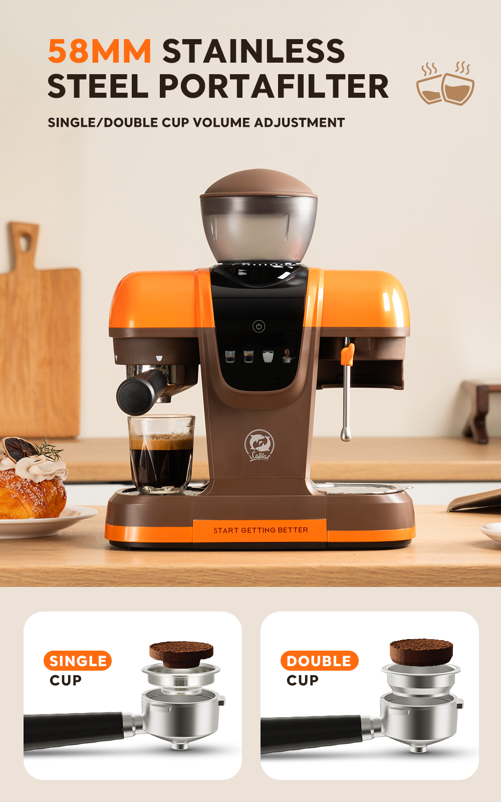 iCafilas Capadeli Portafilter Coffee Maker - Orange