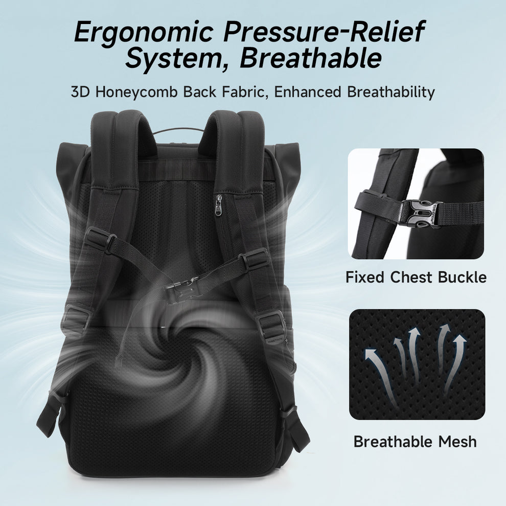 Tigernu T-B91025 28L to 38L (Tall) Expandable Travel Bagpack - Black