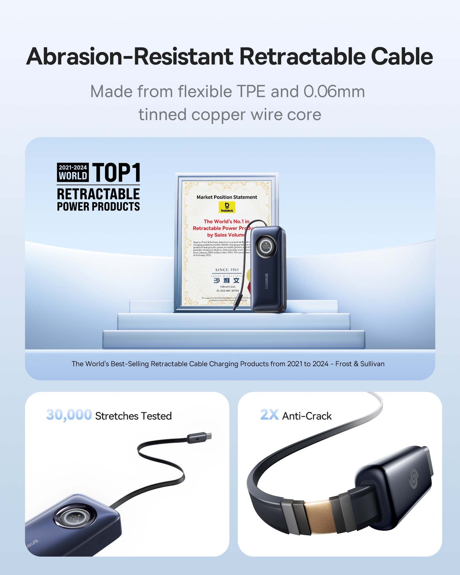 Baseus EnerCore CR11 Power Bank with Retractable Cable 20000mAh 100W - Cosmic Black