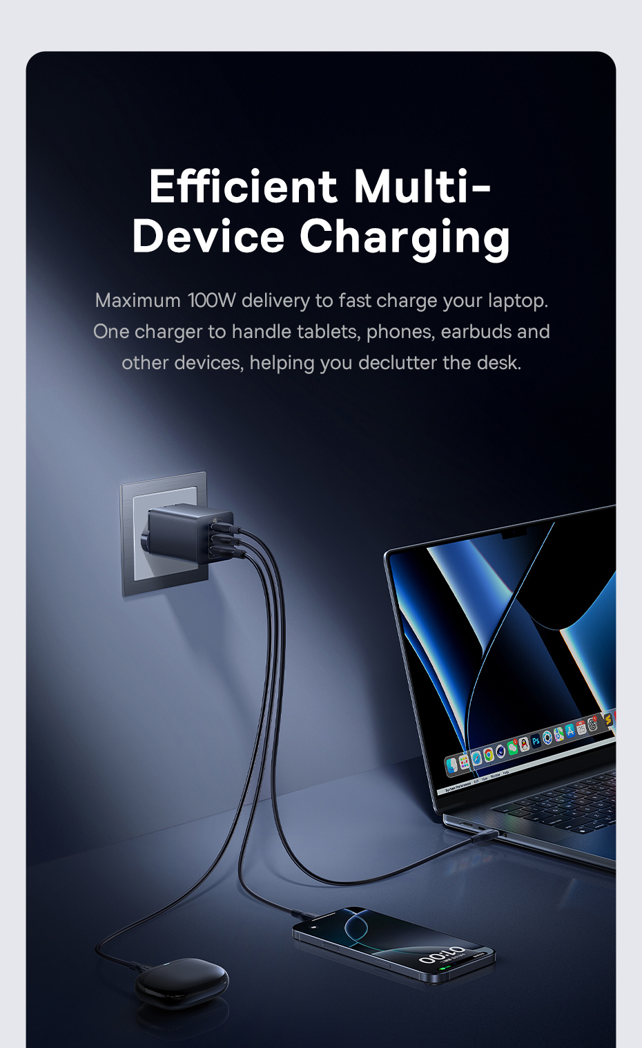 Baseus EnerFill FE11 Fast Charger 2C+U 100W - Cosmic Black