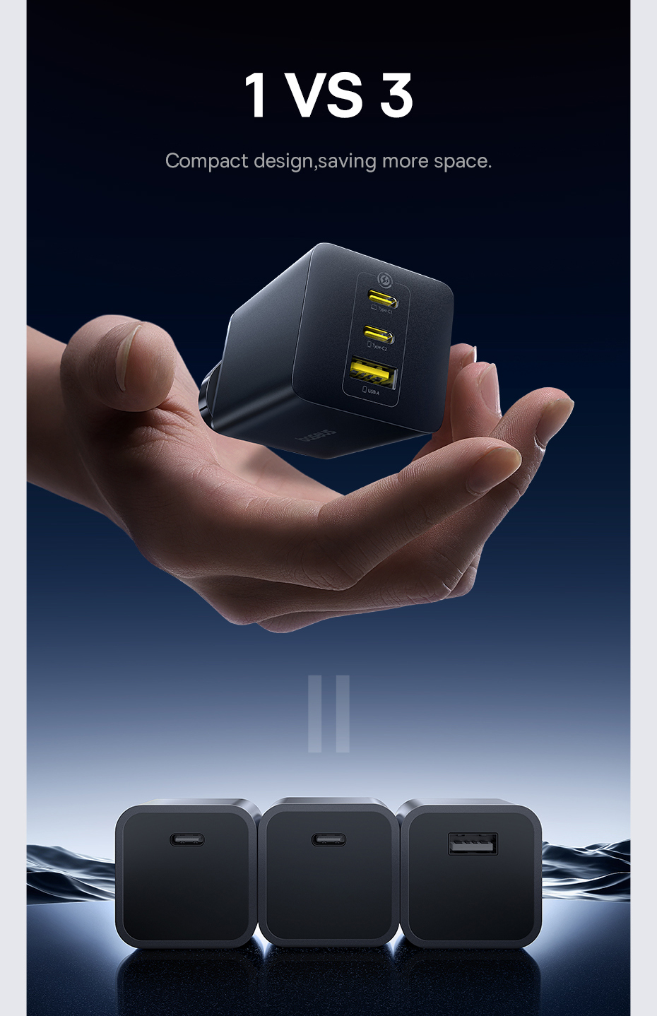 Baseus EnerFill FE11 Fast Charger 2C+U 100W - Cosmic Black