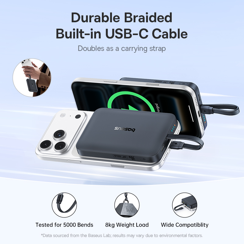 Baseus EnerFill FM11 Magnetic Power Bank with USB-C Cable 10000mAh 30W - Black