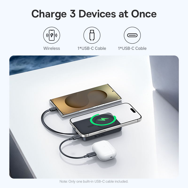 Baseus EnerFill FM11 Magnetic Power Bank with USB-C Cable 10000mAh 30W - Black