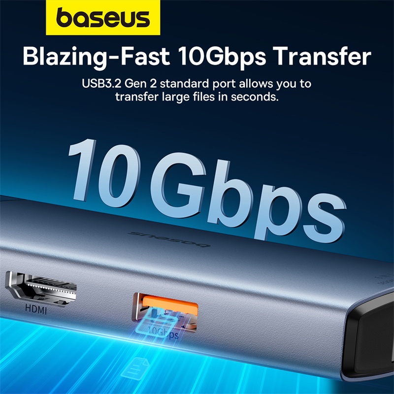 Baseus Metal Gleam II 6-in-1 USB HUB - Space Grey