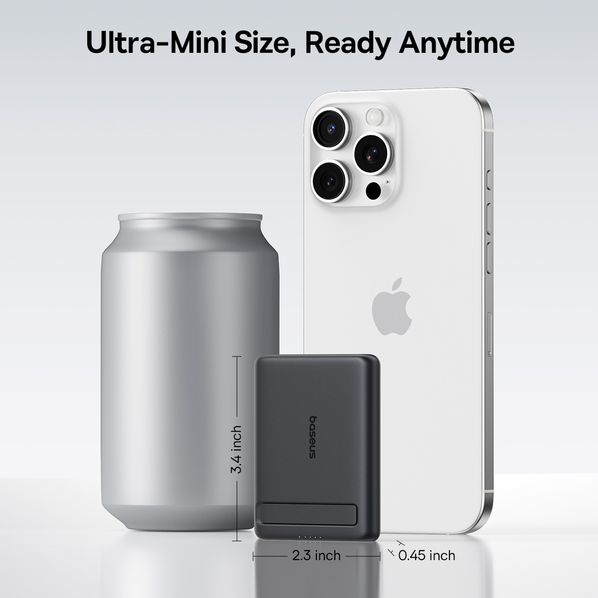 Baseus PicoGo AM31 Qi2 Ultra-Mini Magnetic Power Bank with Kickstand 5000mAh 20W - Black