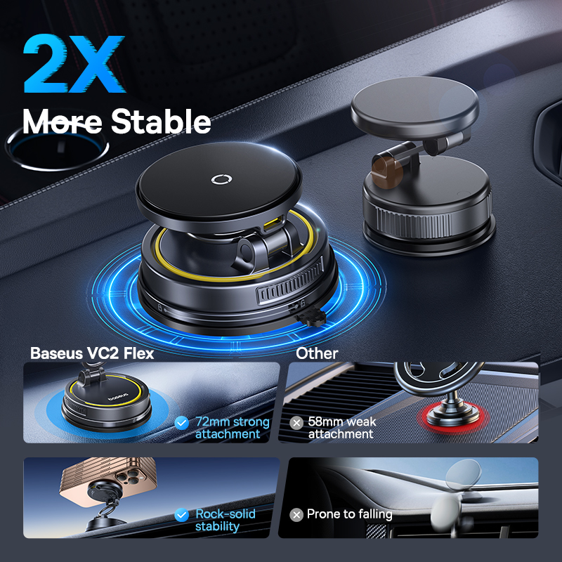Baseus PrimeTrip PrimeTrip VC2 Flex pro Magnetic Wireless Charging Car Mount - Cosmic Black