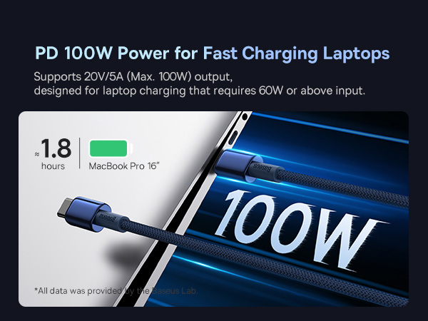 Baseus Tungsten Gold Cable USB-C to USB-C 100W 2m - Blue