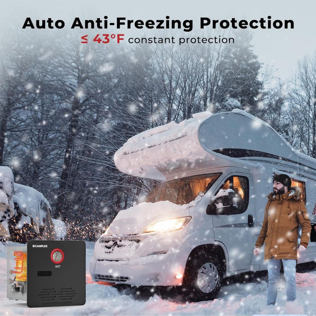 Camplux Elite 65,000 BTU RV Tankless Water Heater 2.64 GPM - Black