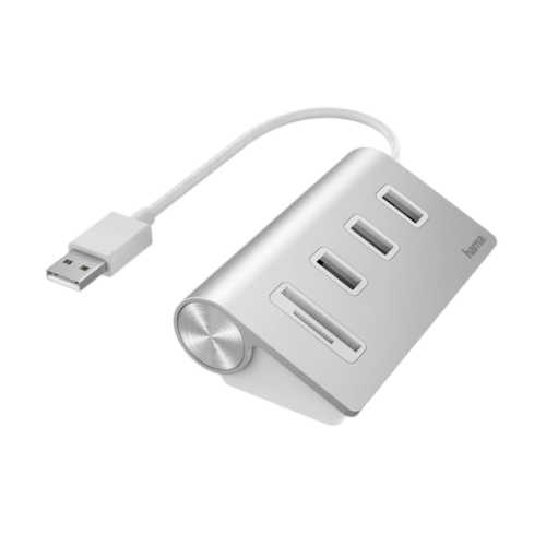 Hama 5-in-1 USB Hub-Card Reader, 3 x USB-A, SD, microSD