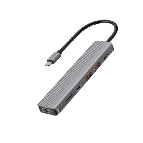 Powerology 6in 1 Slim 4K HDMI USB-C Hub 10Gbps Data Transfer