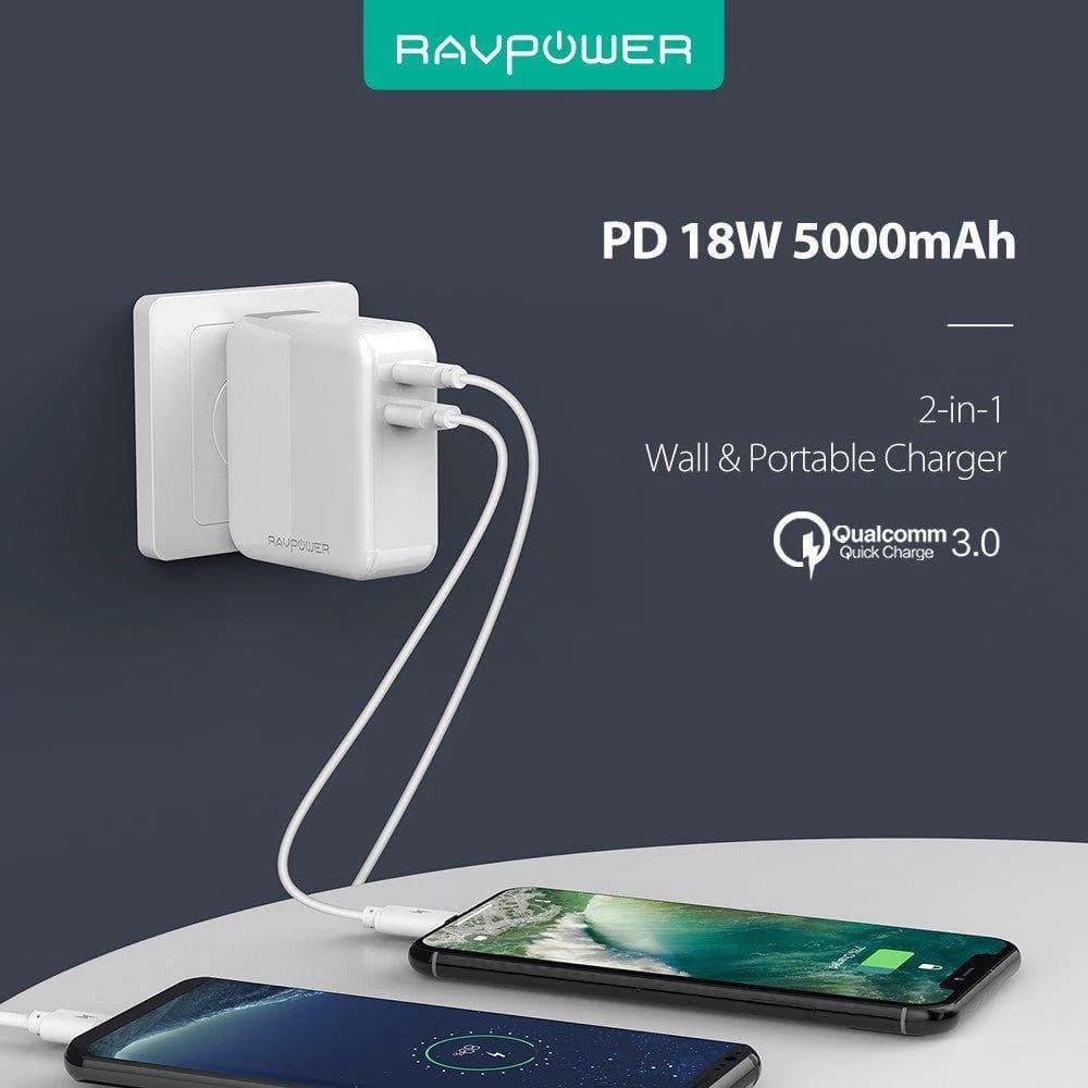 RAVPower Power Bank 5000mAh AC + PD + QC3.0 (UK)
