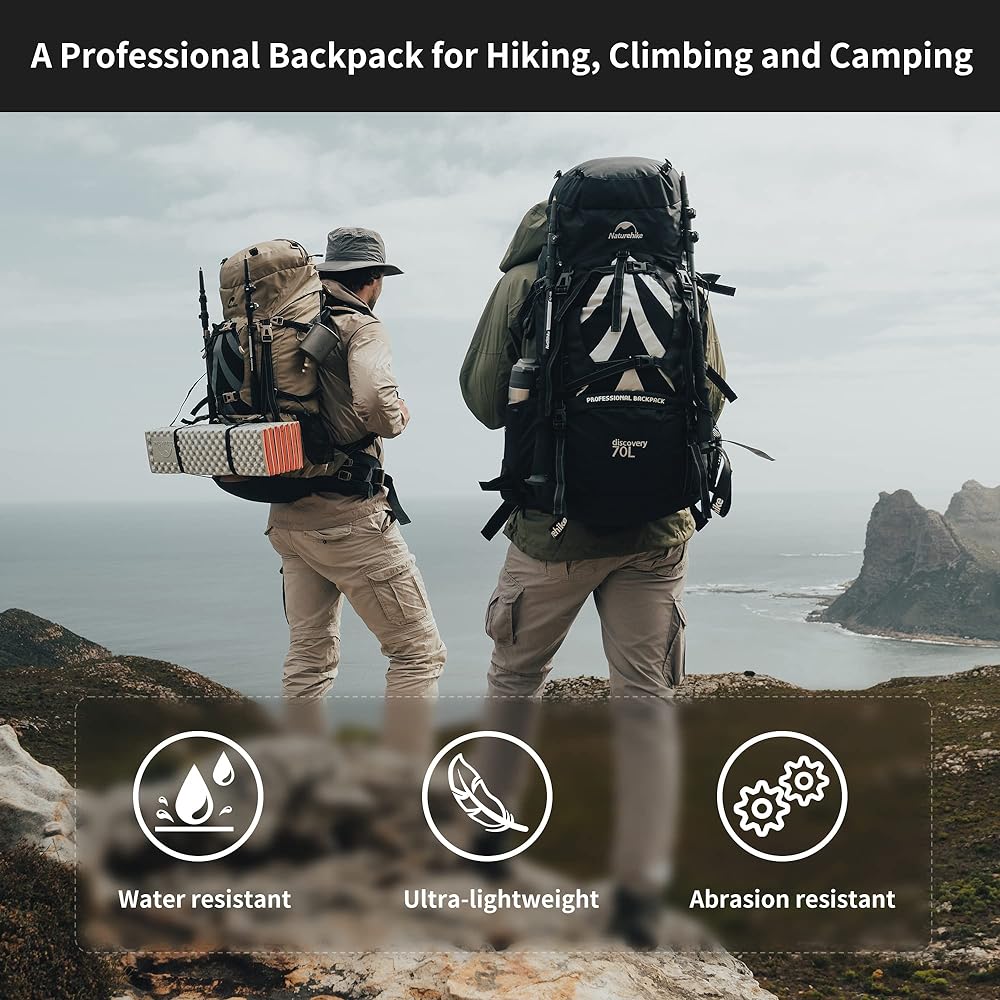 Naturehike 70L Backpacks - Black&Gray