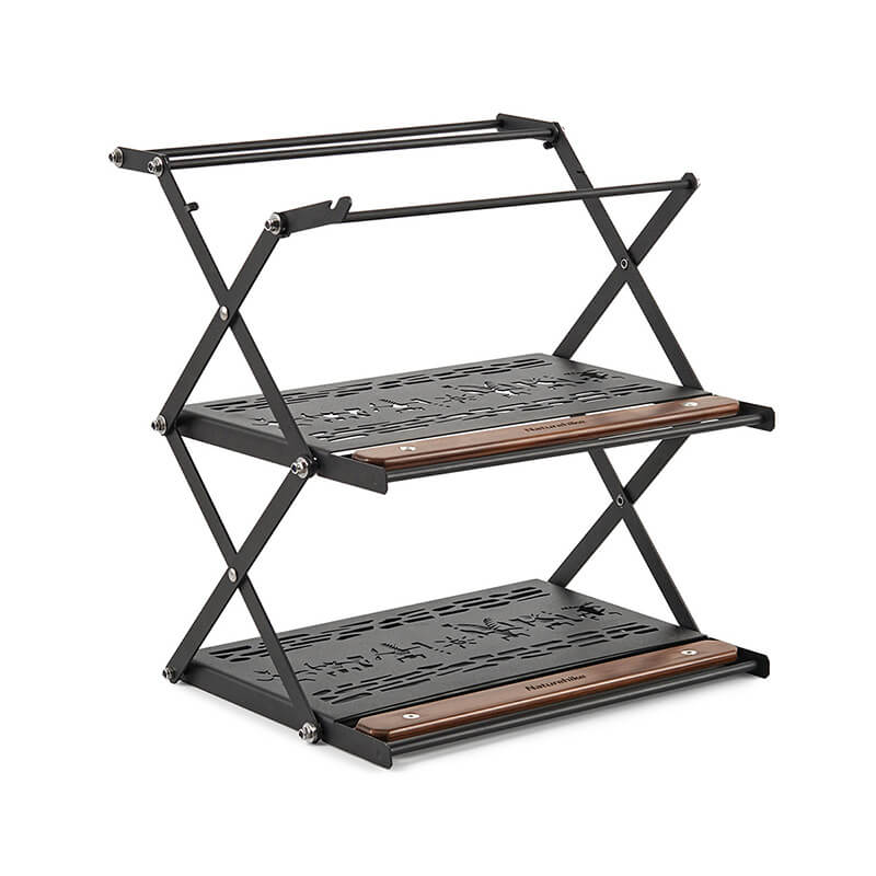 Naturehike tabletop folding shelf Stainless steel - Wood grain