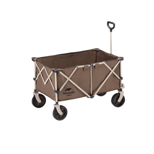 Naturehike TC02 (light Folding) four-way folding trolley Thick Wheels - Linen Brown Brakes