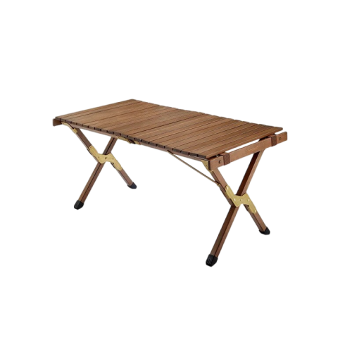 Naturehike outdoor folding egg roll table - Small Walnut Color