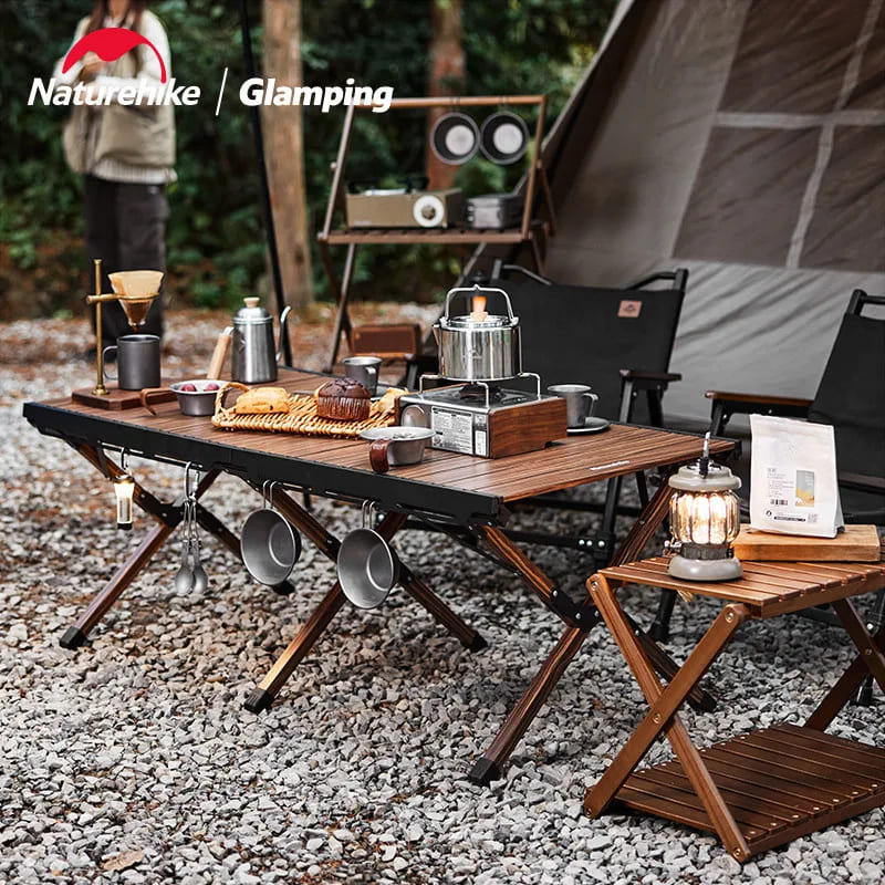 Naturehike Aluminium alloy hanging egg roll table - walnut grain