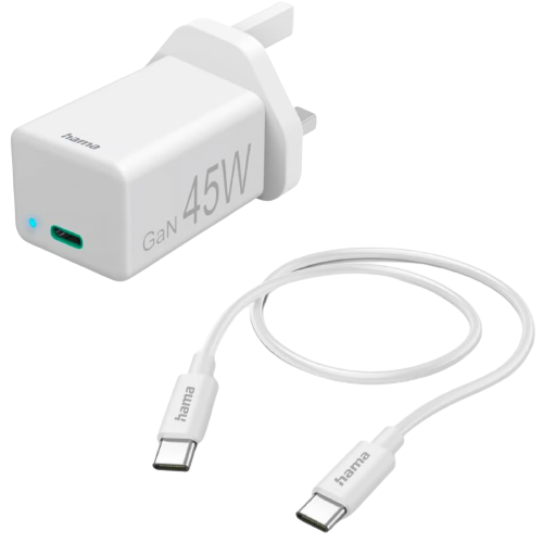 Hama 73210294 Mini GAN Charger Kit UK 45W - White