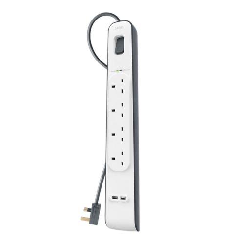Belkin 4 Outlet Surge Protector 18W, USB-A & USB-C Ports 2m Cord