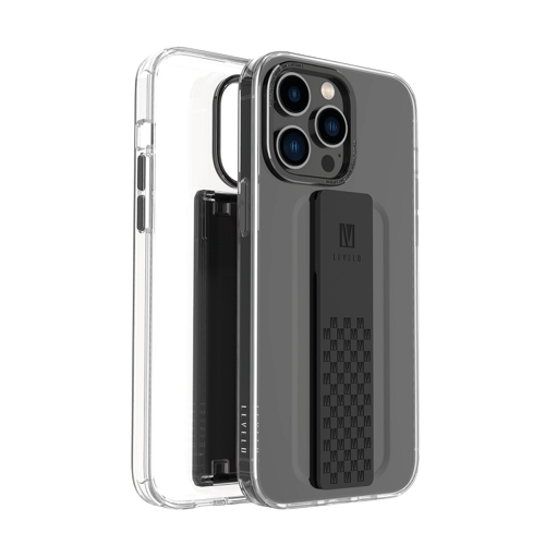 Levelo Graphia IMD Clear Case With Extra Grip iPhone 14 Pro Black