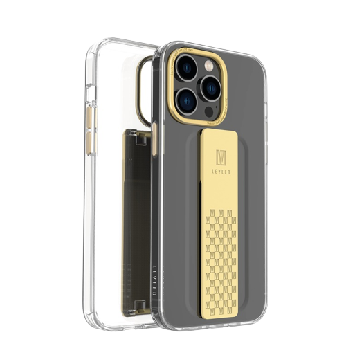 Levelo Graphia IMD Clear Case With Extra Grip iPhone 14 Pro Champagne Gold