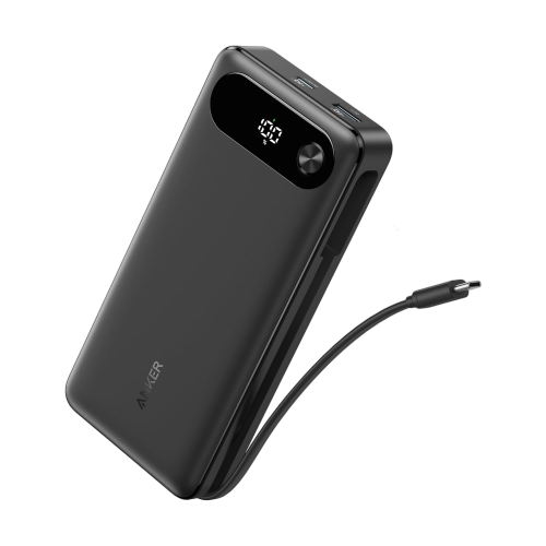 Anker Power Bank (20K, 87W, Built-In UBS-C Cable) -Black