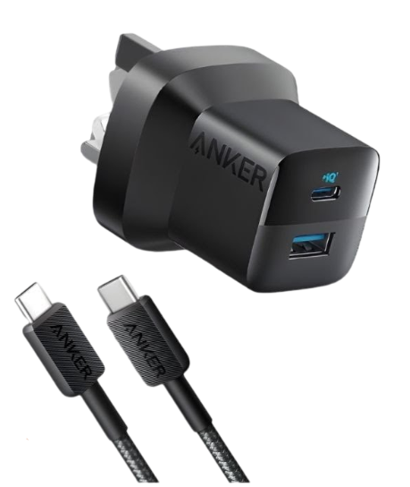 Anker 323 Charger with 322 USB-C to USB-C Cable (33W , 3ft) -Black