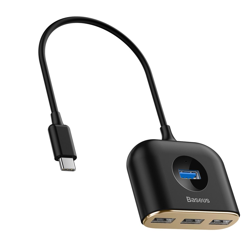 Baseus Square Round 4 In 1 Usb Hub Adapter Black