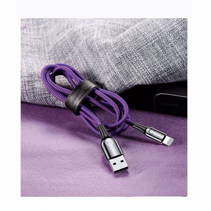 Baseus C-Shaped Light Intelligent Power Off Cable For iPhone 1m Purple