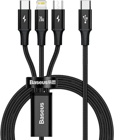 Baseus Rapid Series 3-in-1 Fast Charging Data Cable PD 20W 1.5m Black