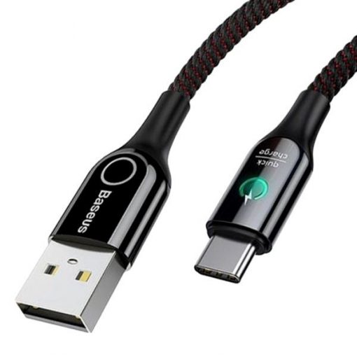 Baseus C-Shaped Light Intelligent Power Off Cable Usb For Type-C 3A 1m Black
