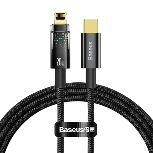 Baseus Explorer Series Auto Power-Off Fast Charging Data Cable Type-C to IP 20W 2m Black