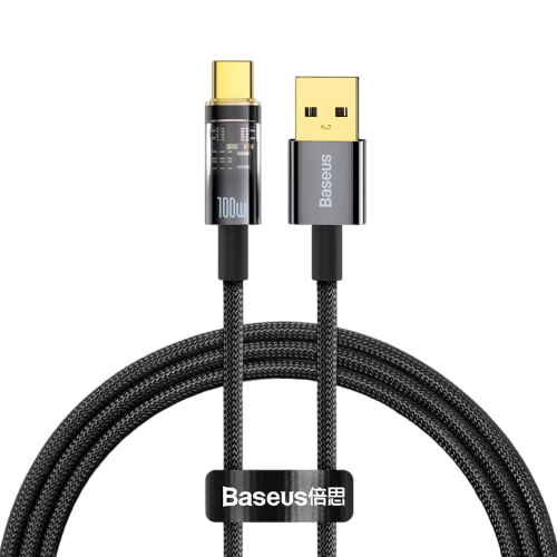 Baseus Explorer Series Auto Power-Off Fast Charging Data Cable USB to Type-C 100W 1m Black