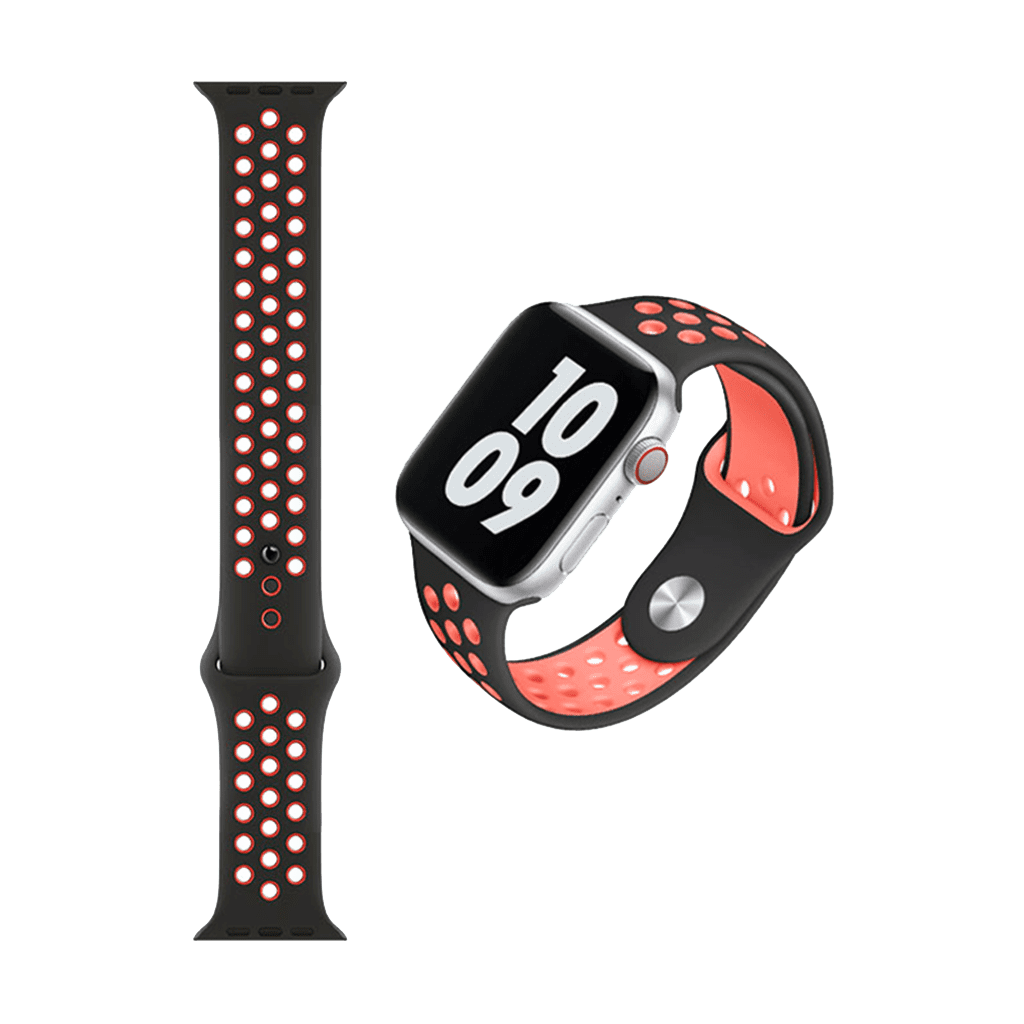Wiwu Dual Color Sport Band Watchband For IWatch (42-44MM) - Black/Red