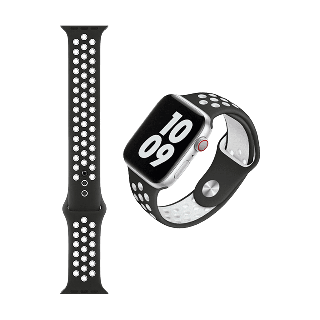 Wiwu Dual Color Sport Band Watchband For IWatch (42-44MM) - Black/White