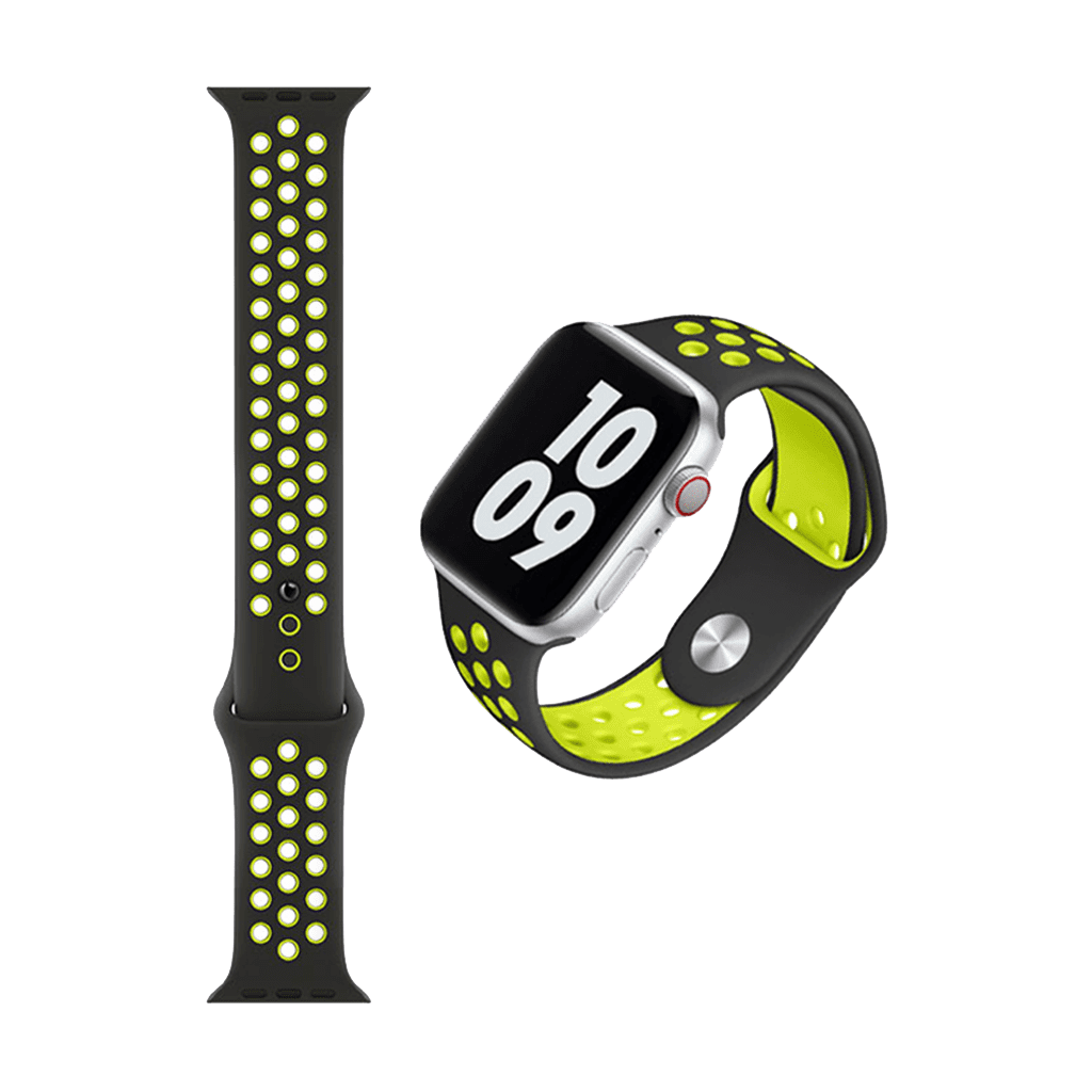 Wiwu Dual Color Sport Band Watchband For IWatch (42-44MM) - Black/Yellow
