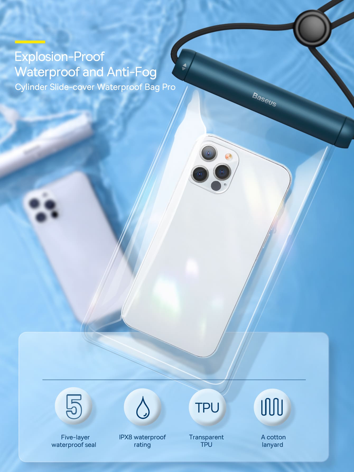 Baseus Cylinder Slide-cover Waterproof Bag Pro Black