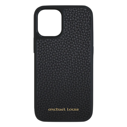 Michael Louis Pebbled Leather Case iPhone 14 Pro - Black