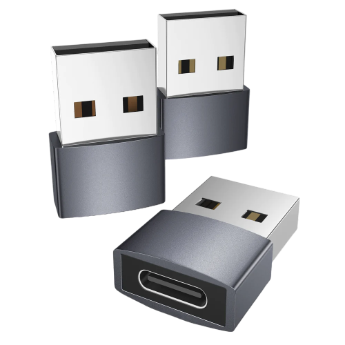Syntech USB C Female to USB Male Adapter - 3 Pack - Space Gray