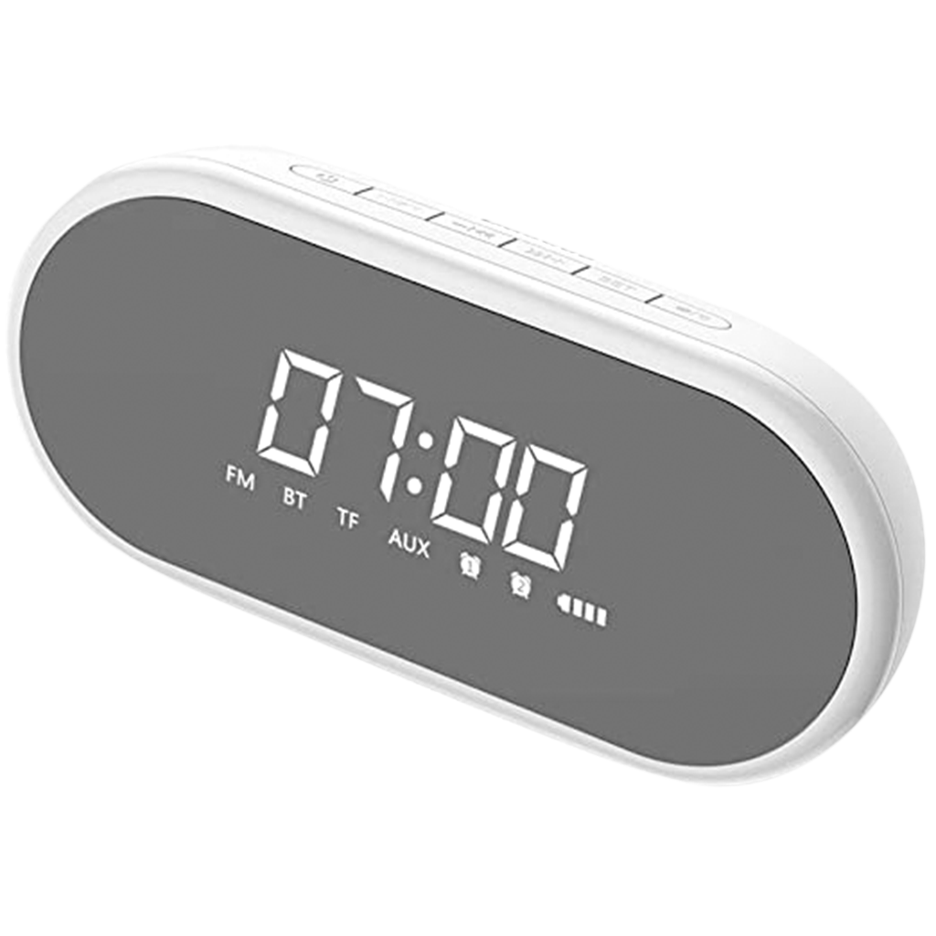 BASEUS Encok 4 in 1 Wireless Heavy Bass Stereo Alarm Clock Bluetooth Speaker E09 - White