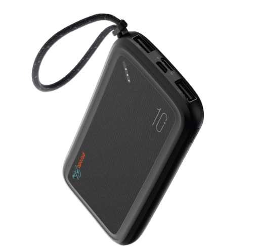 Porodo Blue Power Bank 10000mAh (Dual USB-A Output + Type-C & Micro USB Input) - Black