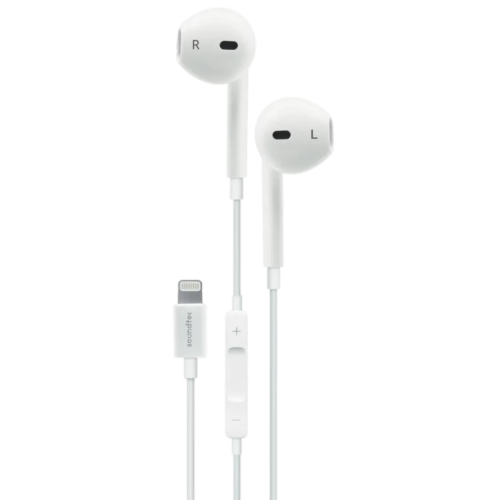 Soundtec By Porodo Stereo Earphone Lightning With 3-Button Controls - White