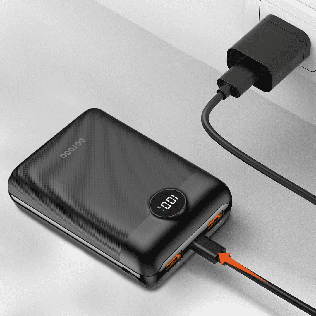 Porodo Super Compact 20W PD & QC3.0 Power Bank 20000mAh With 3-Output Fast Charging - Black
