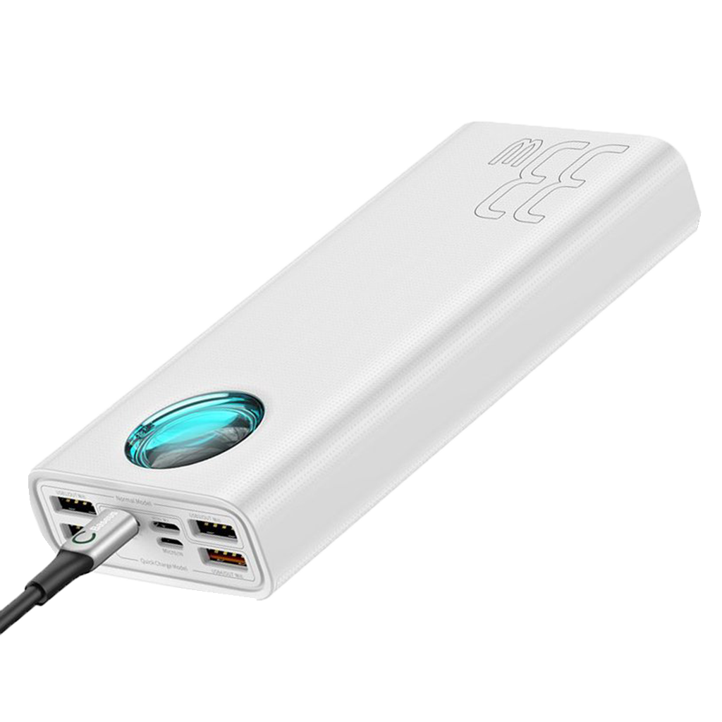 Baseus Amblight Quick Charge & Large Power Digital Display Power Bank 33W 30000Mah - White