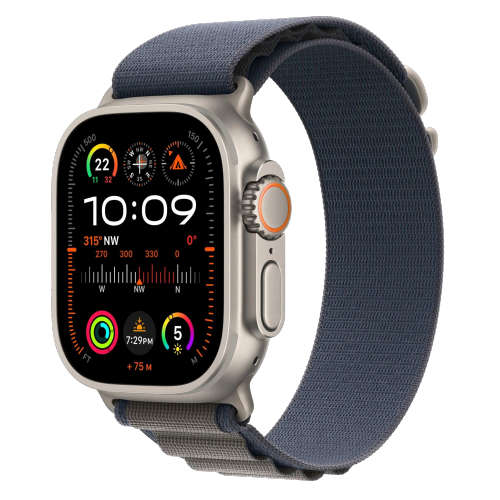 Apple Watch Ultra 2 GPS + Cellular, 49mm Titanium Case with Blue Alpine Loop - Small