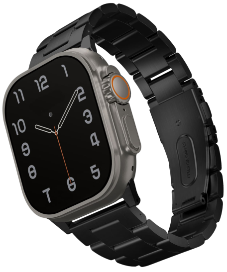 Uniq Osta Apple Watch Steel Strap With Self-adjustable Links 49/45/44/42mm - Midnight (Black)