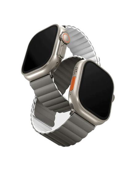 Uniq Revix Reversible Magnetic Apple Watch Strap 49/45/44/42mm - Ash (Ash Grey /dove White）